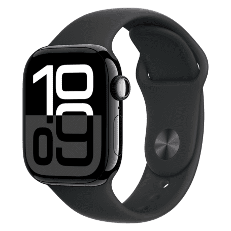 Apple Watch Series 10 Cellular 46mm Jet Black Aluminum Case with Black Sport Loop