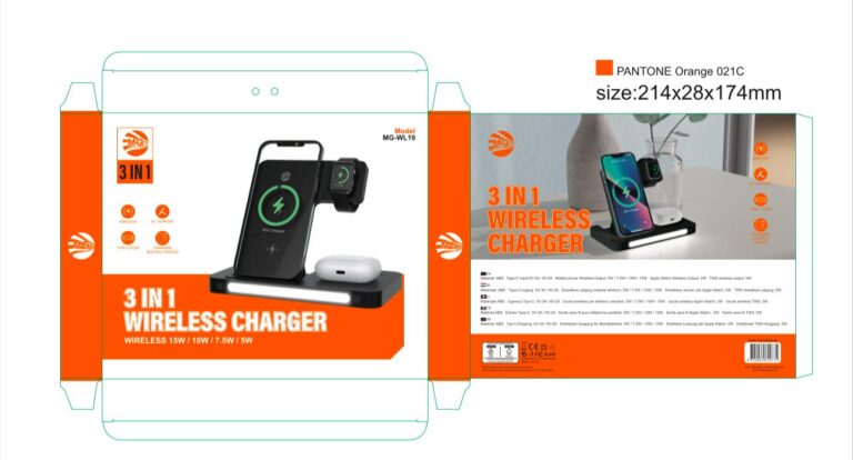 MG – 3-in-1 Wireless Charger With LED Lighting – 15W – Wireless Charger  MGWL19