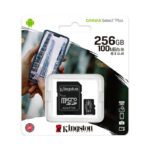 Memory Card Kingston Canvas Select Plus 256 Go - Micro SDHC + Adaptateur SD (Original)