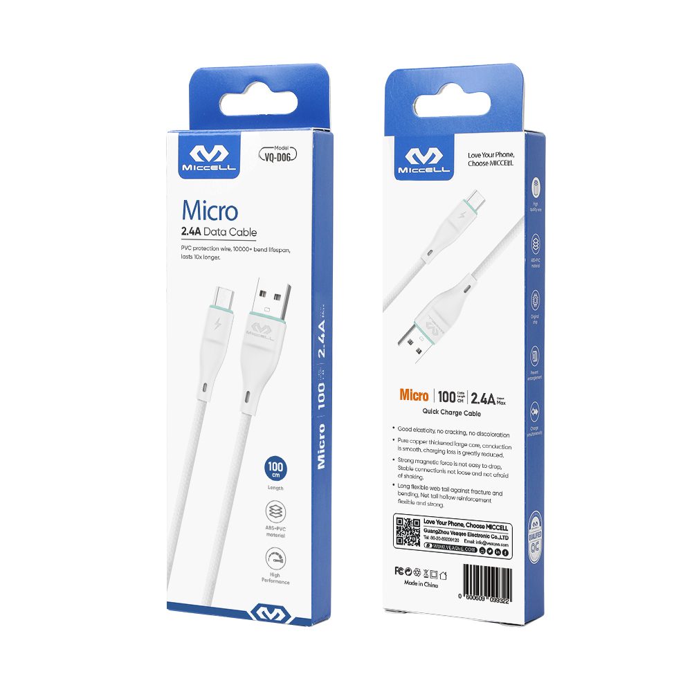 Miccell Micro Usb 2.4A Data Cable 1m VQ-D06 Miccell Micro Usb 2.4A Data Cable 1m VQ-D06