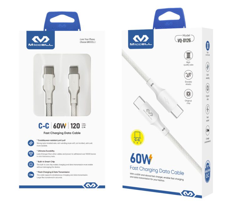 Miccell Type To Type C 60W Fast Charging 1.2m VQ-D126