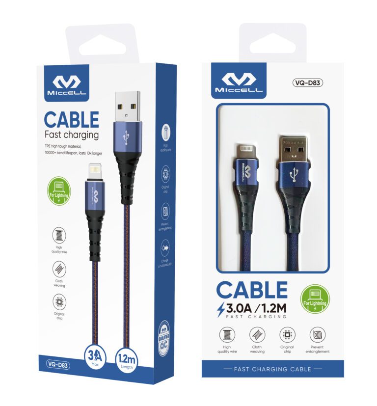 Miccell Usb To Lighting 3.0A/1.2M Fast Charging VQ-D83