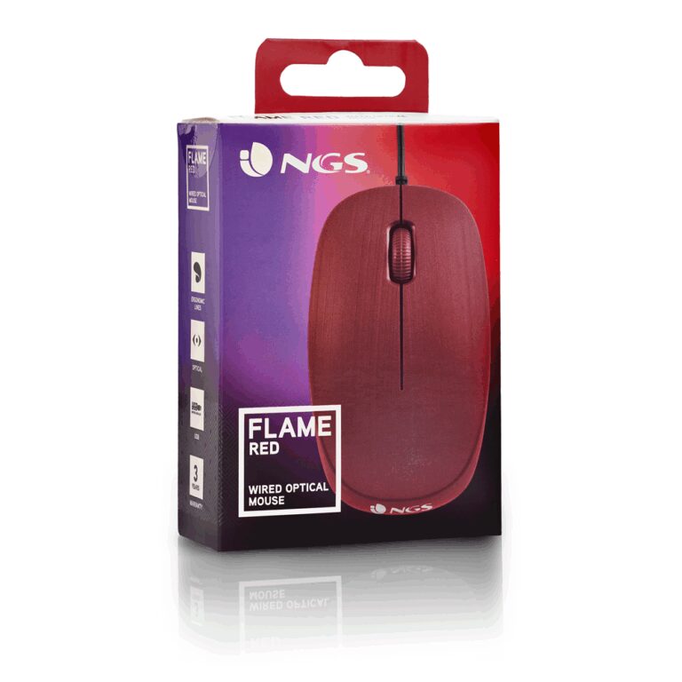 NGS Mouse Wired Red Flame  1000dpi Red