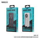REMAX 20W+22.5W Built-in dual fast charging cables power bank 10000mAh  RPP-37 Black