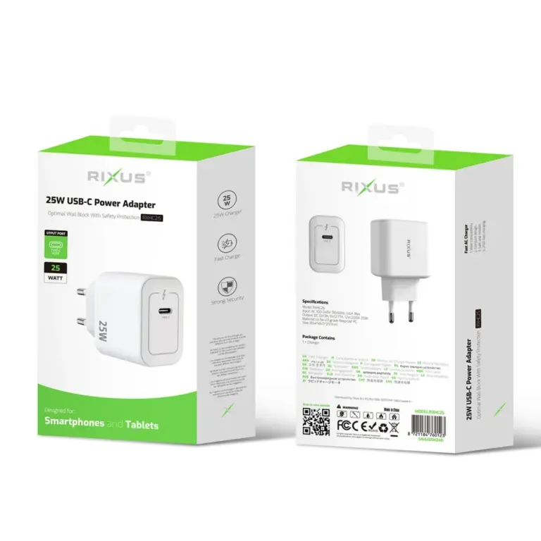 Rixus RX90CC 20W Adapter With Type C To Type C Cable