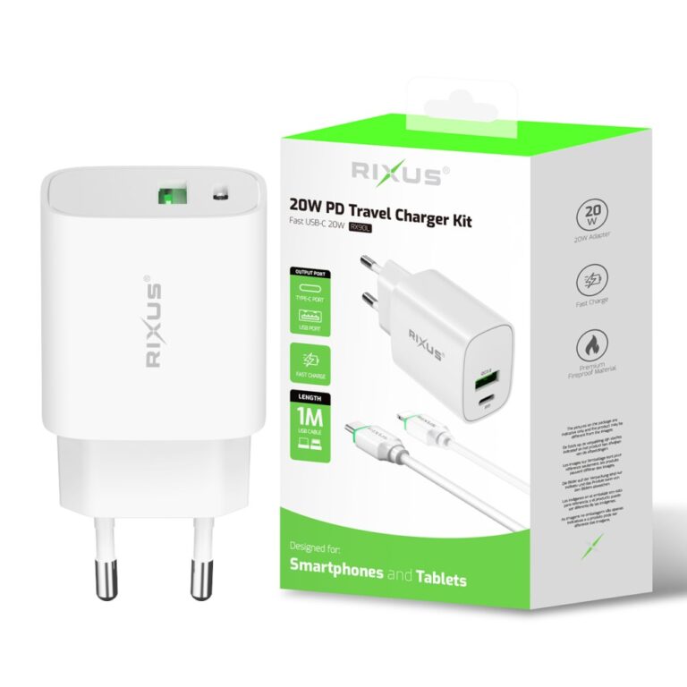 Rixus RX90L 20W Adapter With Type C To Lighting Cable